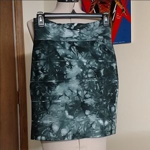 Herve Leger tie dye mini skirt